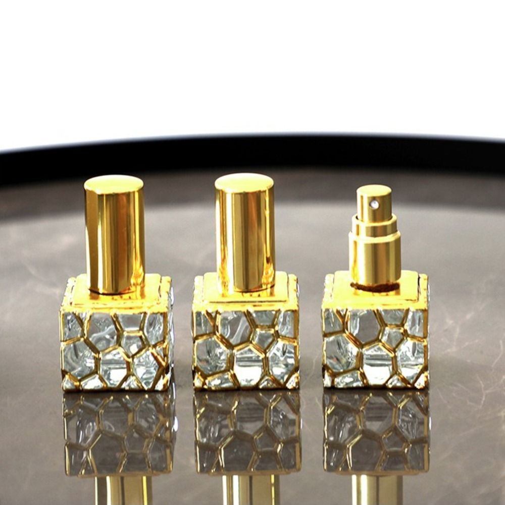 10ml Mini Glass Spray Bottle Luxury Perfume Empty Cosmetics Alcohol Bottles Refillable Atomizer Portable Gold Sprayer
