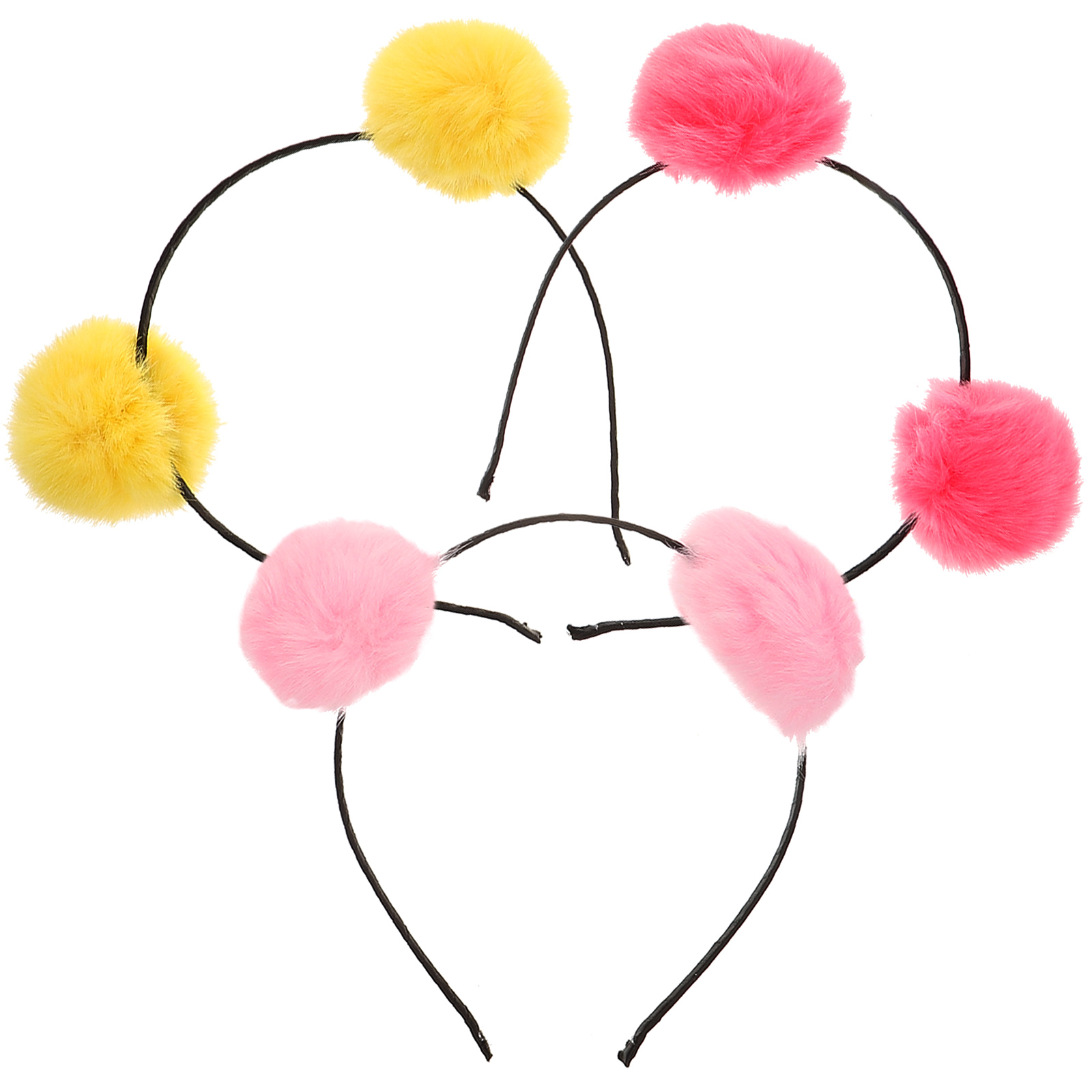 3Pcs Pom Pom Headband Fluffy Hairdband Furry Hair for Kids Costume