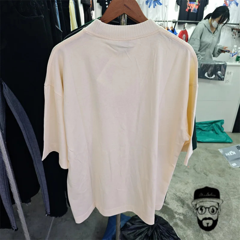 highquality pure cotton House of errors mens Tshirt apricot oversized loose top tee 240516
