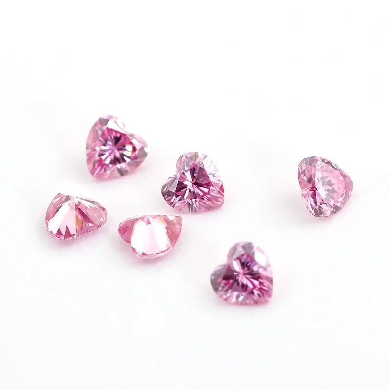 Heart Cut Dark Pink Moissanite Lab Grown Diamond Ewelry DIY Ring Necklace Earrings Main Stone Diamonds with GRA Certificate