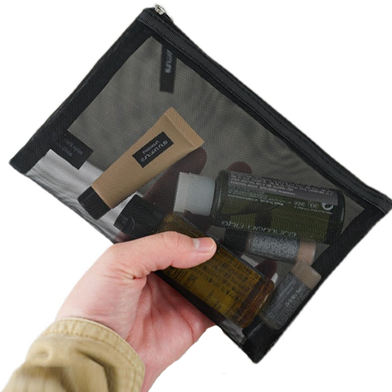 S/M/L Portable Mesh Transparent Cosmetic Bag Makeup Case Women Travel Zipper Make Up Organizer Wash Toiletry Beauty Storage Bag