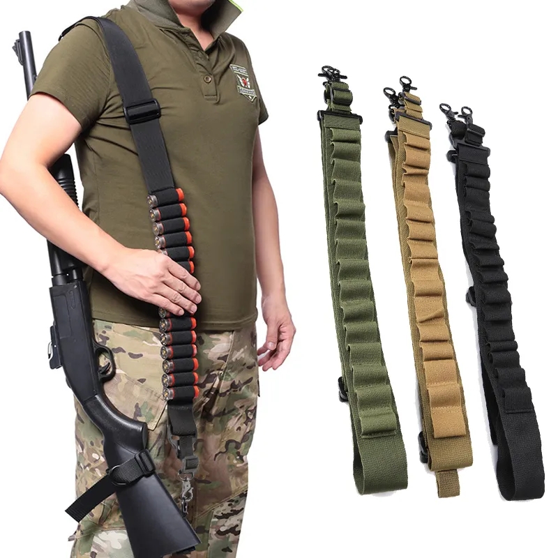 Tactical 15 Rounds Ammo Shell Holder Belt Rifle Military Shooting Bullet Cartridges Holster Shoulder Strap Tactical Equipment