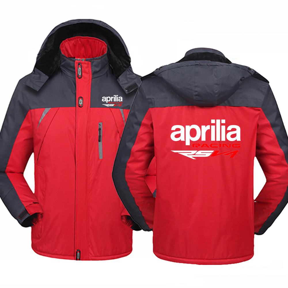 2023 Autumn Winter Men's Aprilia Racing RSV4 Logo Print Trendy Patchwork Thickened Zip High Quality Warm Mountaineering Clothing
