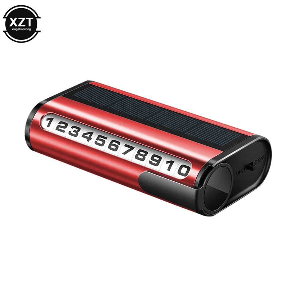 Car Parking License Plate Luminous Car Moving License Plate Solar Charging Temporary Parking Phone Number Card Car Accessories