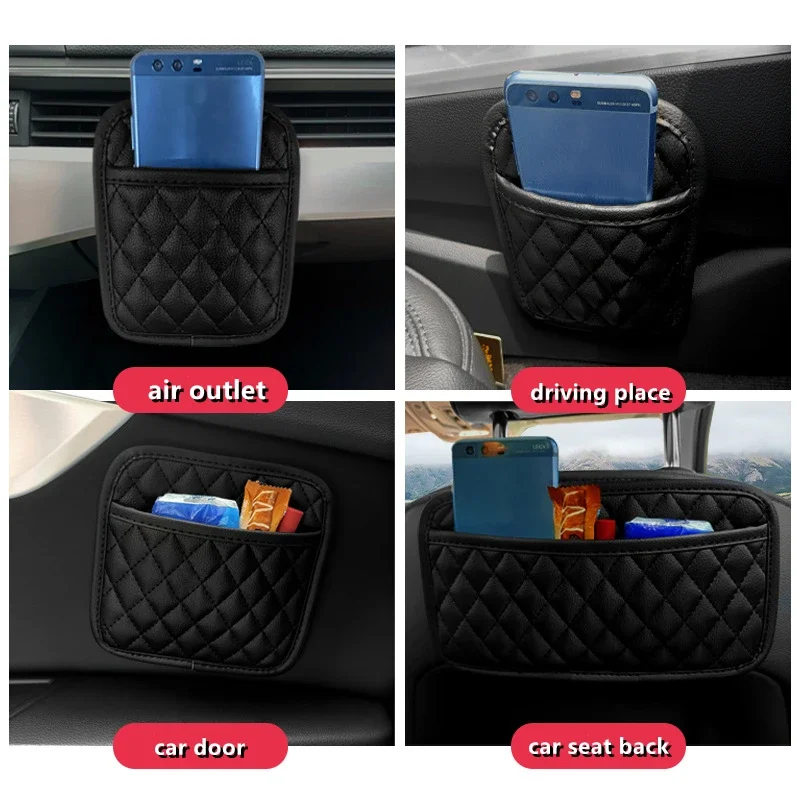 PU Leather Car Storage Pocket Seat Back/Door/Center Console Organizer for Small Stuff Car Storage Bag Universal for All Vehicles
