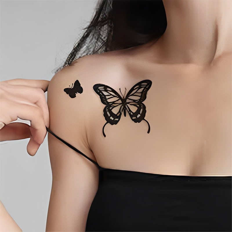 Waterproof Temporary Tattoo Stickers Butterfly Rose Kawaii Transfer Flash Tattoo Women Neck Hand Body Art Fake Tattoos Men