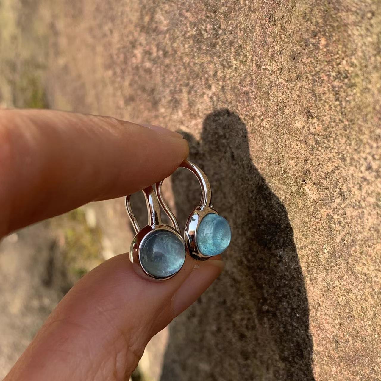 Natural Aquamarine Drop Earrings for women 925 Sterling Silver Plated Jewelry Gift Blue Simple Jewelry Classic
