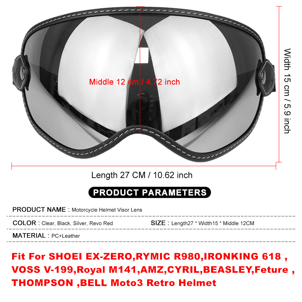 Universal Motorcycle Helmet Goggles Sunglasses Bubble Shield Visor Anti-UV Lens Fit All Vintage Retro Open Face Half Helmet