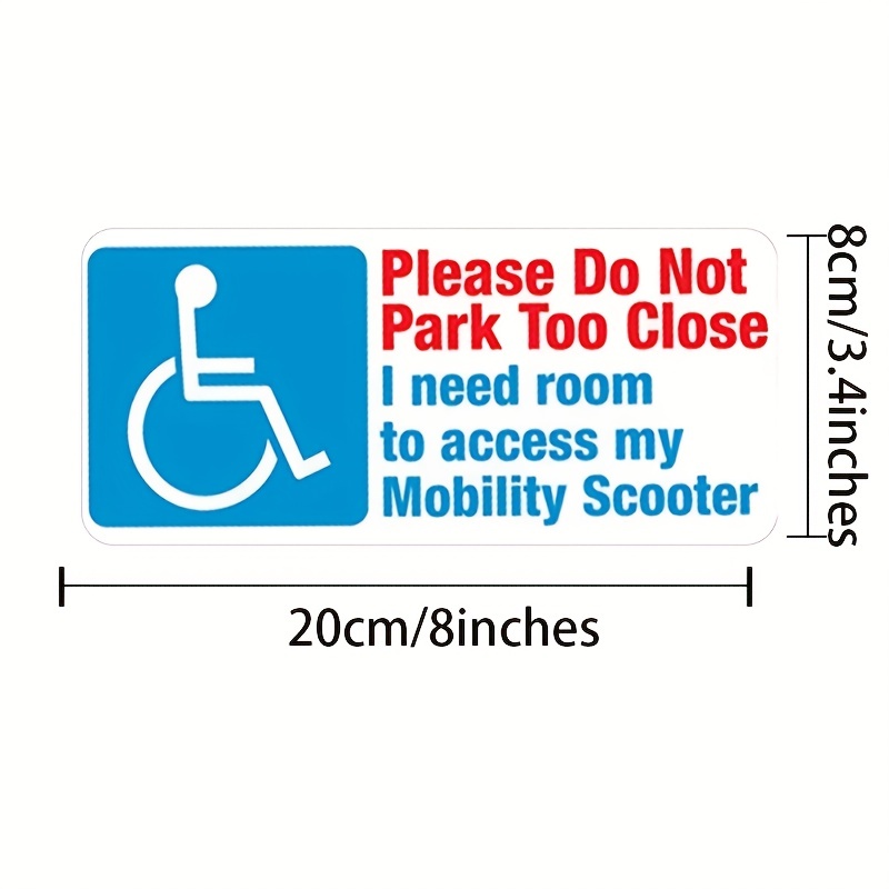 Do Not Park Too Close Mobility Scooter Stickers Disabled Wheelchair Blue Badge Vinyl Decal For Car Outdoor Window
