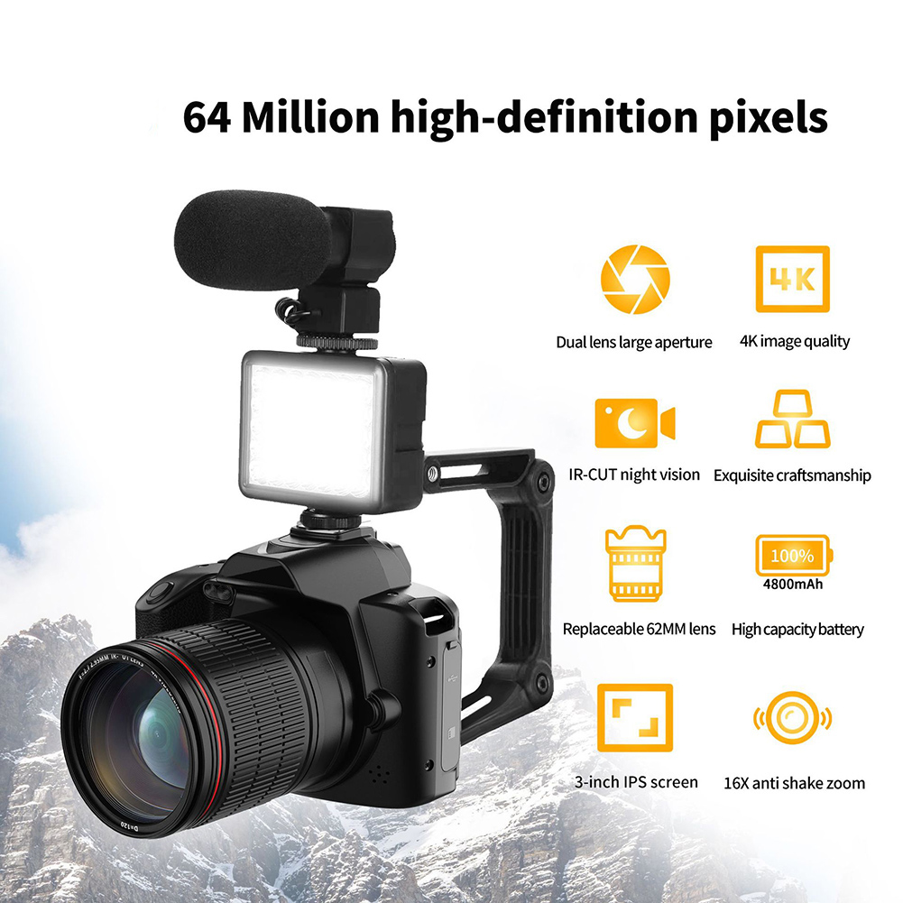 Video Camera 4K Recording Camera Digital Shoot Camera With 16X Digital Zoom 4K Dual Lens Professional Camcorder