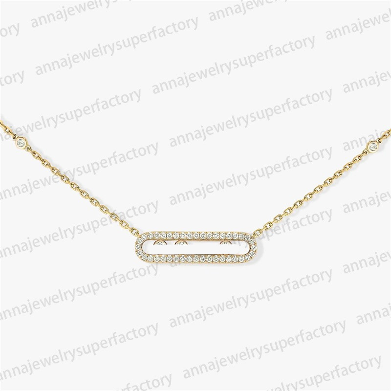Designer Collection Popular Jewelry Luxury Women Pendant Necklace S925 Silver 18K Rose Gold Geometric Sliding Three Diamonds Premium Necklace Gift