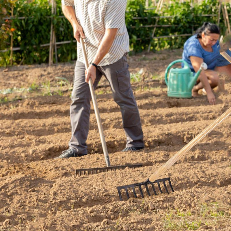 Metal Garden Rake Heavy Duty Mini Shovel Rake Se Teeth Garden Metal Rake Hoe Weeding Rake Planting Vegetable Farm Garden Tools