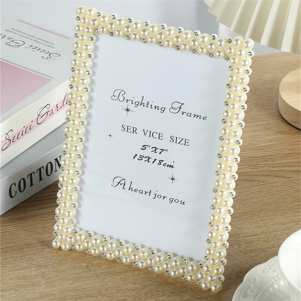 1Pcs 3/6/7/8/10 inch desktop pearl creative wedding dress photo birthday gift rhinestone frame home decoration H260306