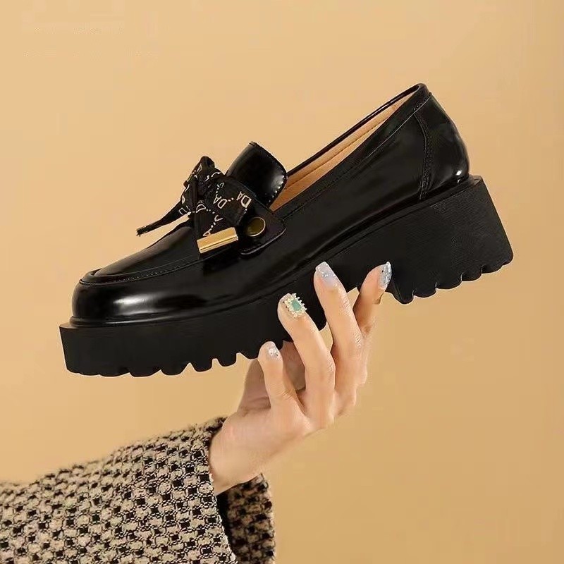 British Style Women's Loafers High Quality Leather Mary Janes Shoes Retro Round Toe Lolita Platform Shoes Slip On Flats