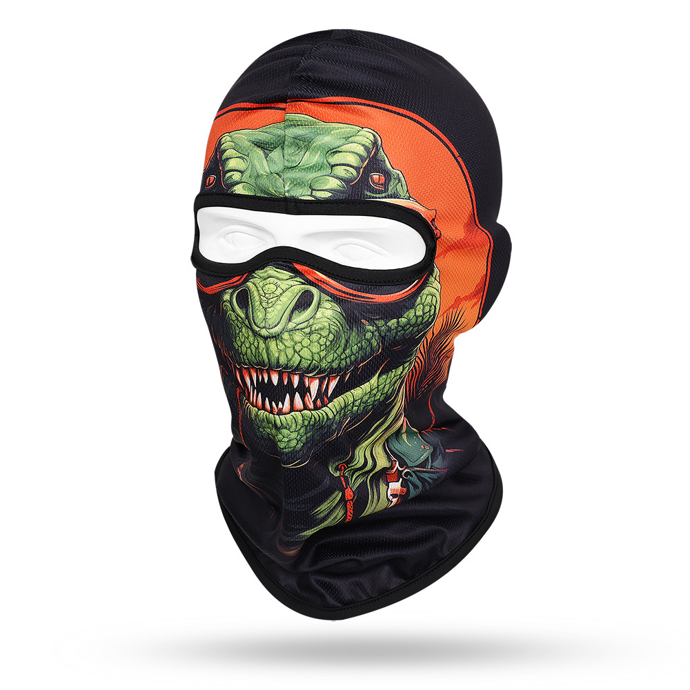 Quick Dry Breathable Headgear,New Cute 3D Animal Printed Mask,Motorcycle Motocross Biker Full Face Cap,Cycling Helmet Liner Hat,