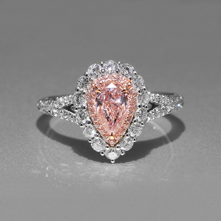 Choucong Stunning Wedding Rings Luxury Jewelry Real 100% 925 Sterling Silver Water Drop Pink Moissanite Diamond Eternity Elegant Party Women Engagemen