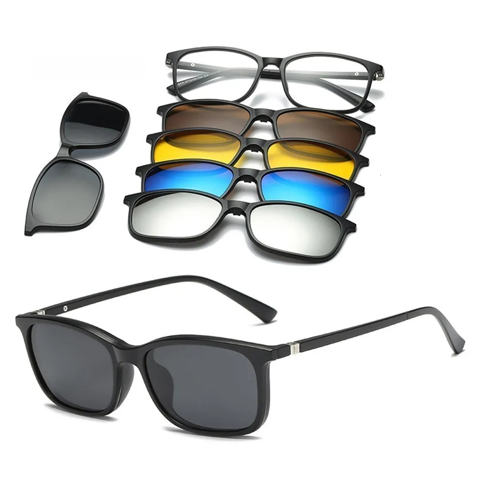 6 In 1 Custom Men Women Polarized Optical Magnetic Sunglasses Clip Magnet Clip on Sunglasses Clip on Sun Glasses Frame 240515