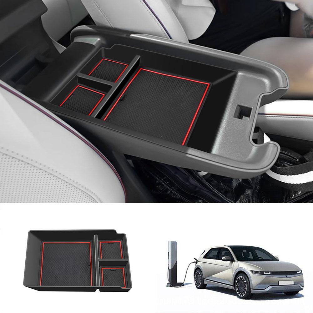 For Hyundai IONIQ 5 2021+ Armrest Storage Box Organizer Tray Center Console Stowing Tidying Black Car Accessories
