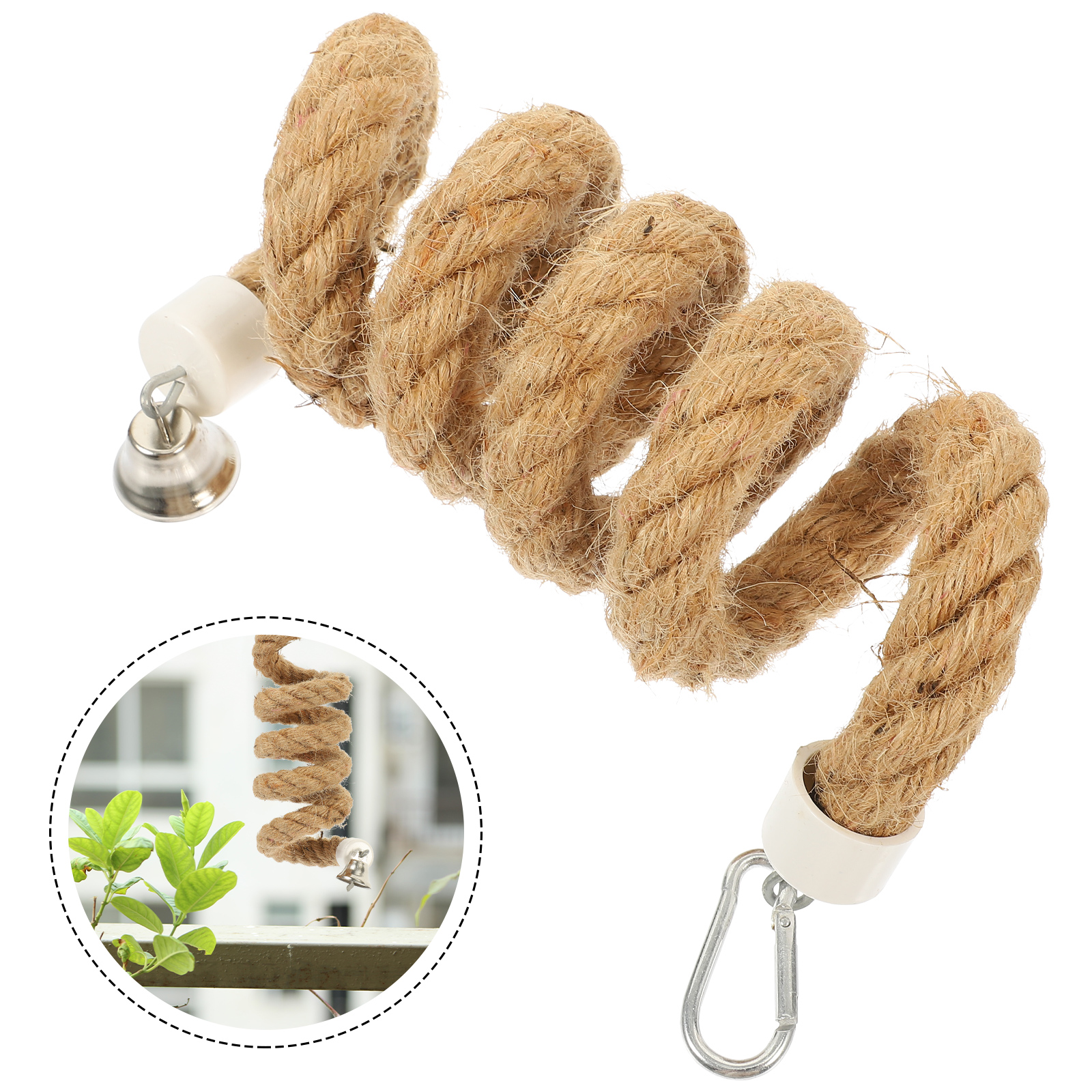 Climbing Rope Toy Parrot Bell Bird Perch Accessories Plaything Parakeet Toys for Cage Swing Stand