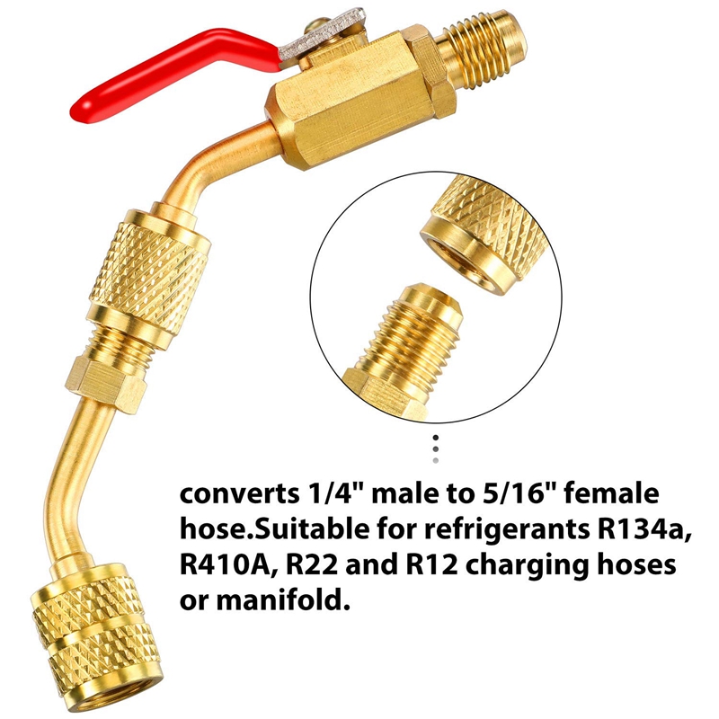 7 Pcs Air Conditioning Refrigerant Angled Compact Ball Valve, 1/4 Inch SAE For R410A R134A AC HVAC,For Mini Split System