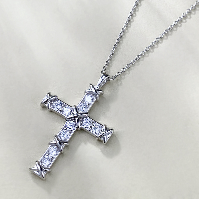 2024 Choucong Top Sell Cross Pendant Sparkling Luxury Jewelry 925 Sterling Silver &Gold Plated White 5A Cubic Zircon CZ Diamond Gemstones Women Clavic