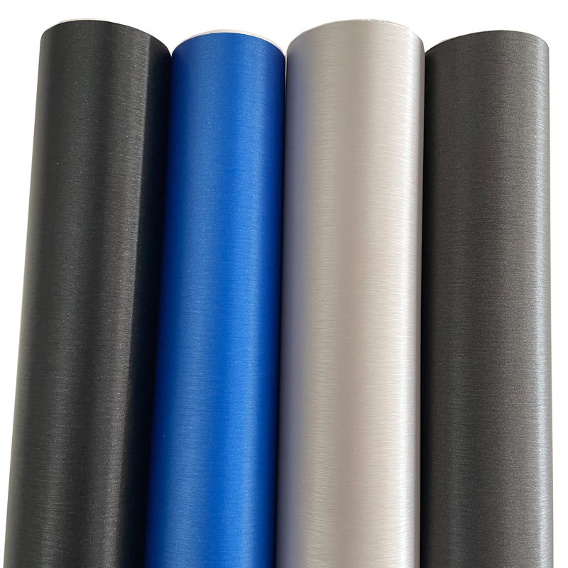 Black Gunmetal Grey Silver Blue Brushed Metal Steel Vinyl Wrap Roll with Air Release Self Adhesive Decal Sticker Wrapping