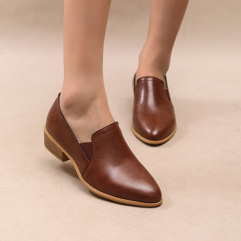 Autumn Women New Round Toe Pumps Loafers Single Zipper PU Leather Simple and Comfortable New Women's Shoes b648 's