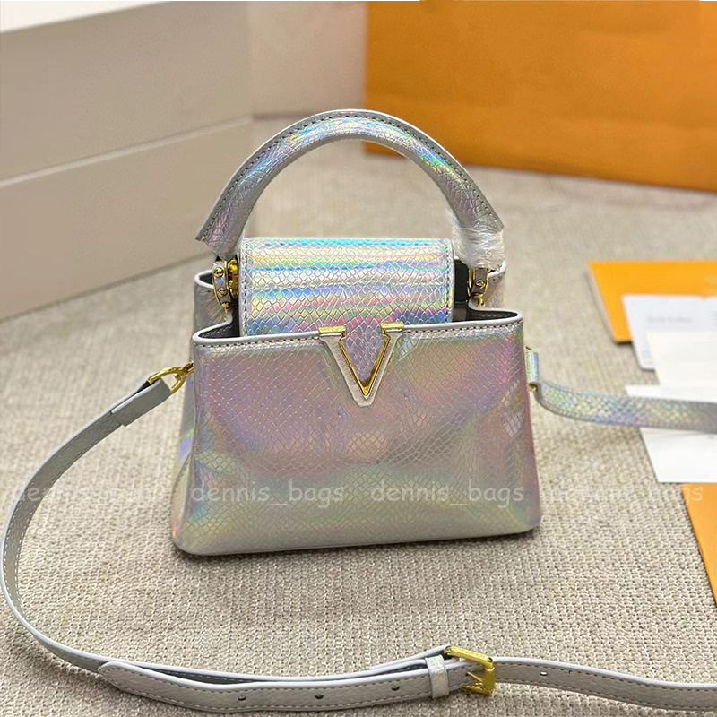 Limited Edition Designer Womens Handbags Tote Bags Fashion Gold Silver Serpentine Pattern Leather Ladies Casual Shoulder Bag Handbag