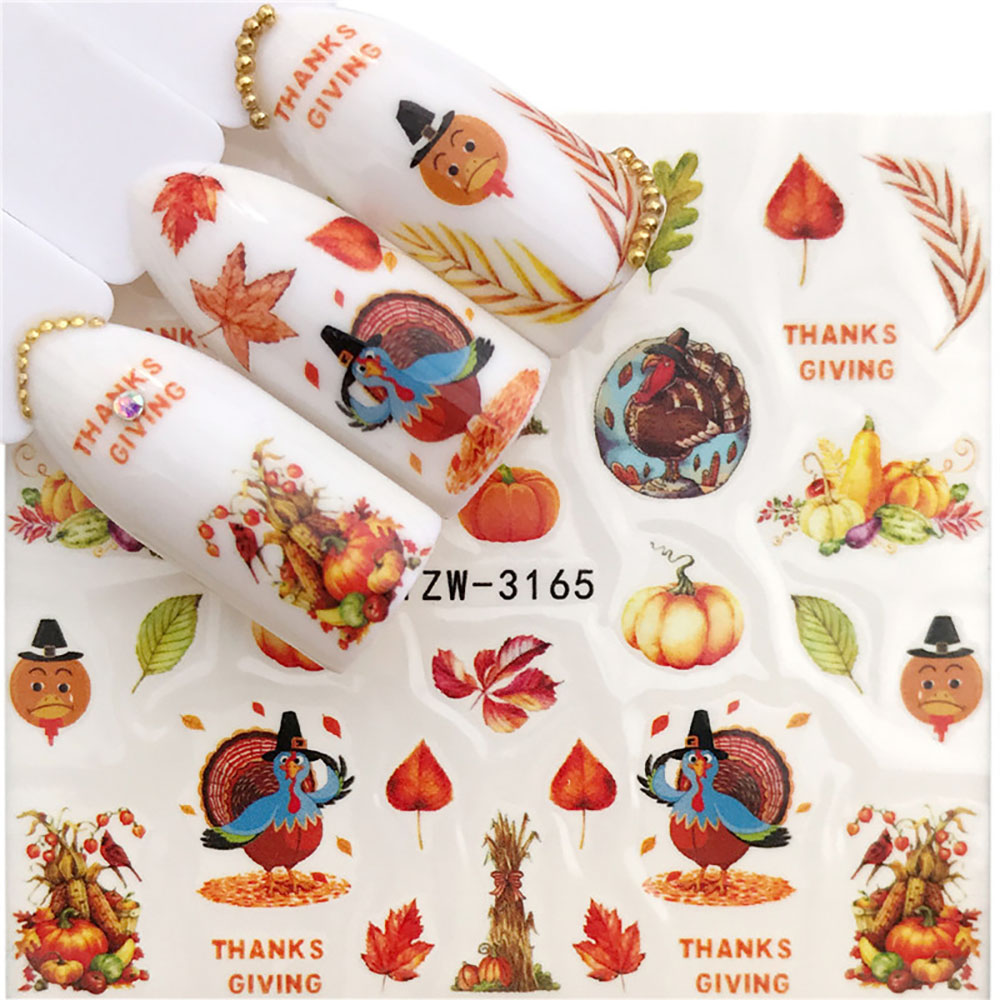 Maple Leaf Nail Stickers Nail Decal Flower Summer Nail Stickers Water Transfer Watermark Manicure Designer Deco Nail Art