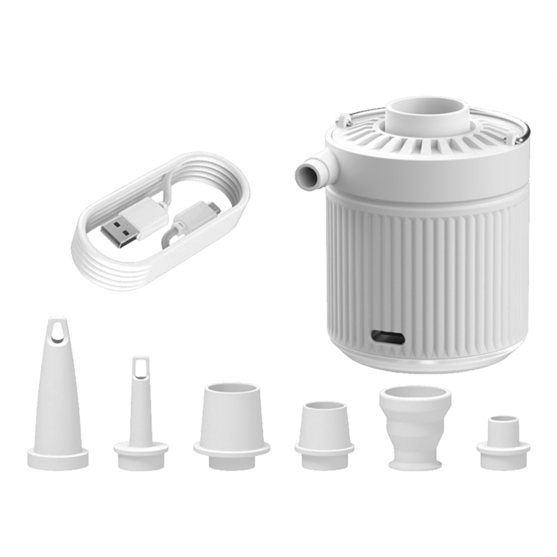 White Air Pump USB Rechargeable Air Pump Inflate Deflate With Nozzles For Air Mattress, Pool Toys, Floats, Air Bed