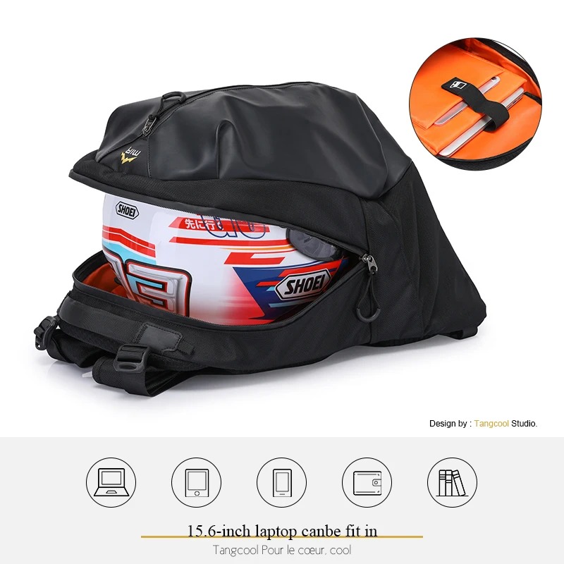 Men's 15.6'' Laptop Backpack Riding Backpack Motorcycle Helmet Bag For Men Student School Backpack Outdoor Household Backpack