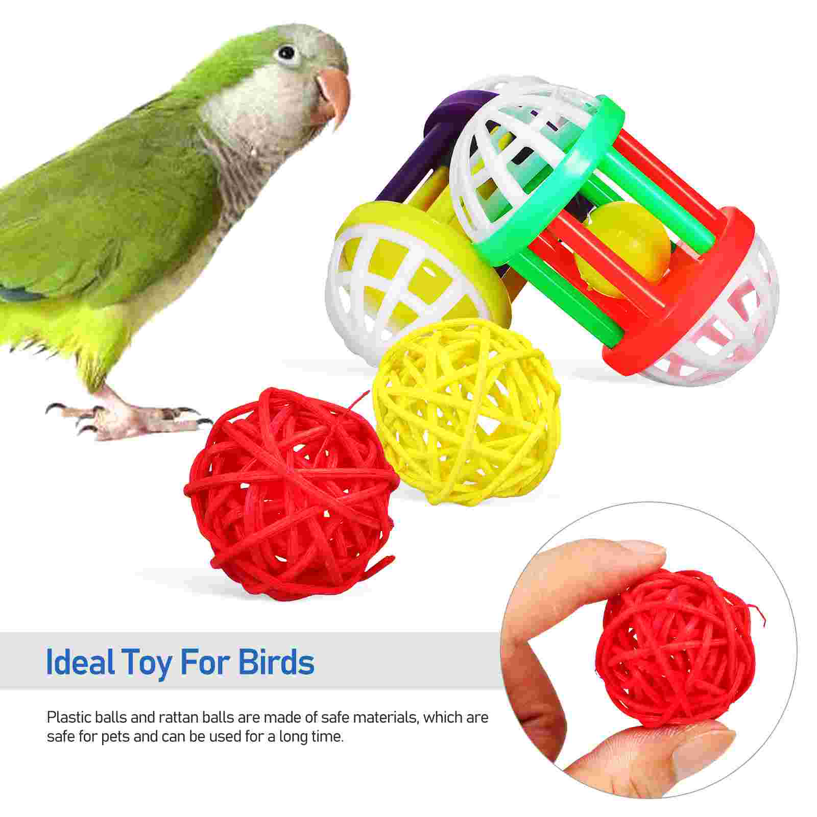 12 Pcs Pet Parrot Treats Bird Toy Ball Perches for Cages Training Toys Birds Plastic