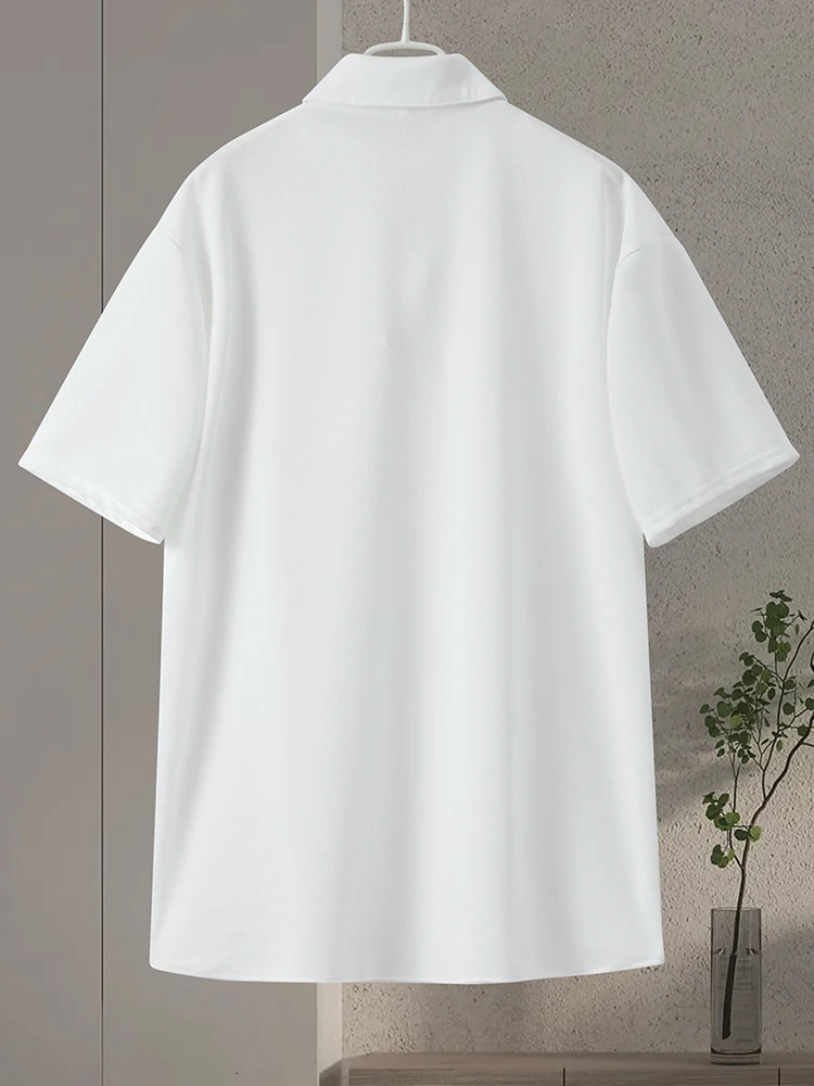 Mens Solid Pleate Two Piece Suits Summer male TurnDown Collar Short Sleeve Top Sets Casual Long Straight Pants Outfits 240518