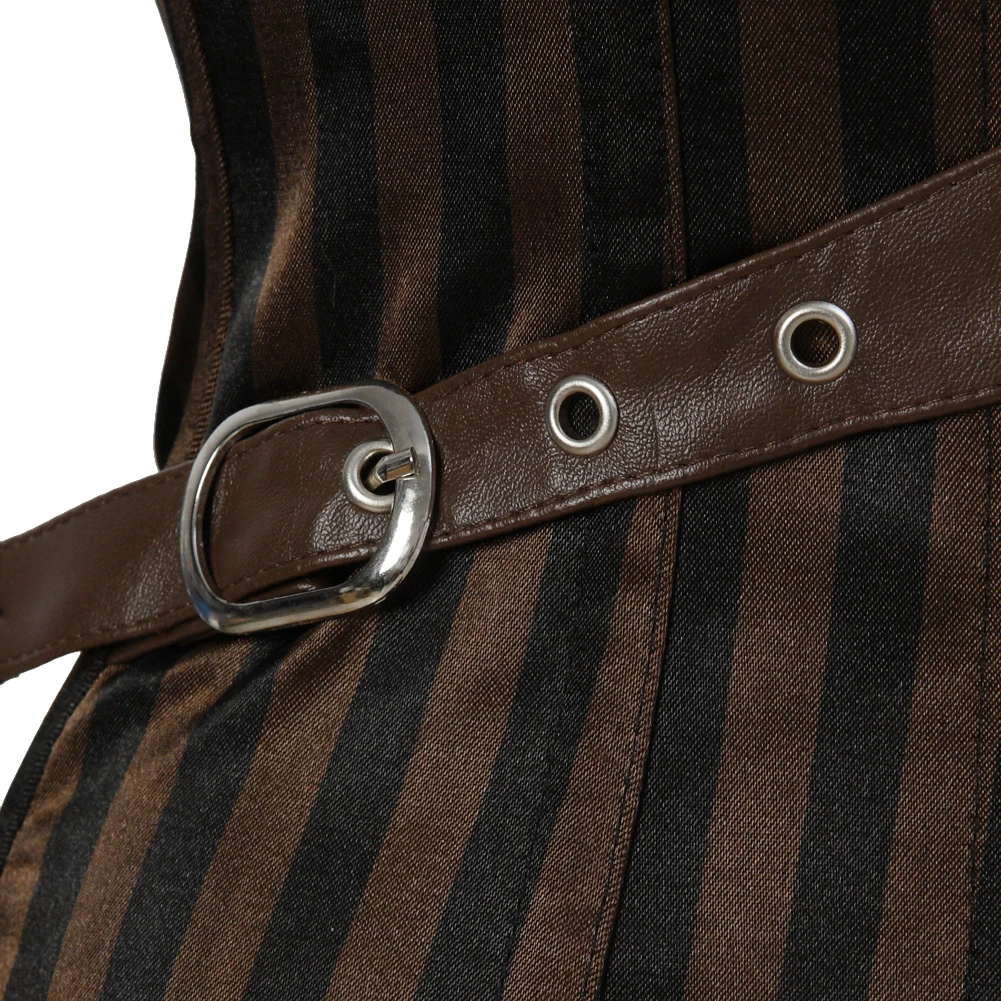 Leather Underbust Corset Striped Corsets Cowboy Waistcoat Cosplay Gothic Punk Bustier Pirate Burlesque Vintage Korsett Costume