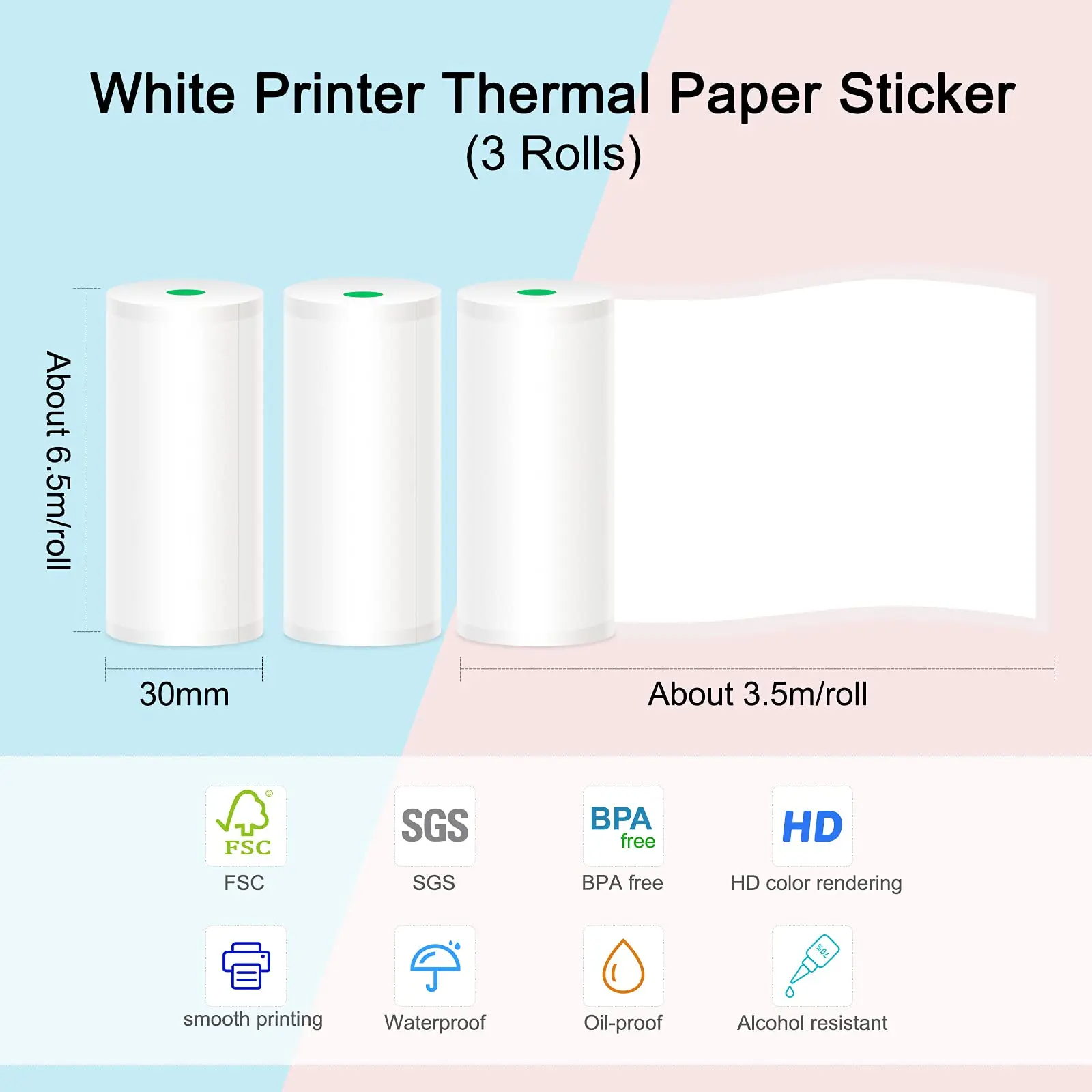 Mini HD Thermal ddmysmile Paper Labels Sticker Colors Photo Papers 56Mm Rolls For Peripage Paperang Meow Phomemo Niimbot Portable Printer Smile