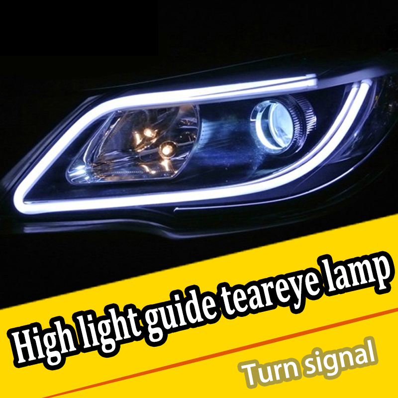 2Pcs 12V 24V 60cm DRL Flexible Tube Headlight Strip Light Universal Daytime Running Light Angel Eyes Turn Signal Lamp 24V Van