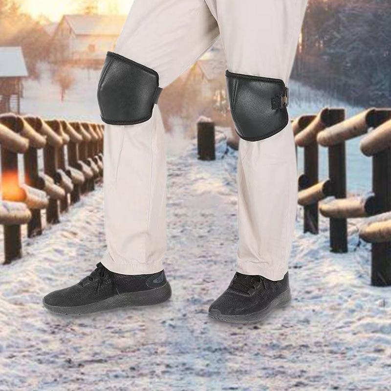 Motorcycle Warm Kneepad PU Leather Thickened Lining Knee Sleeve Pad Anti Slip Outdoor Knee Protective Guard Motorcycle Supplies