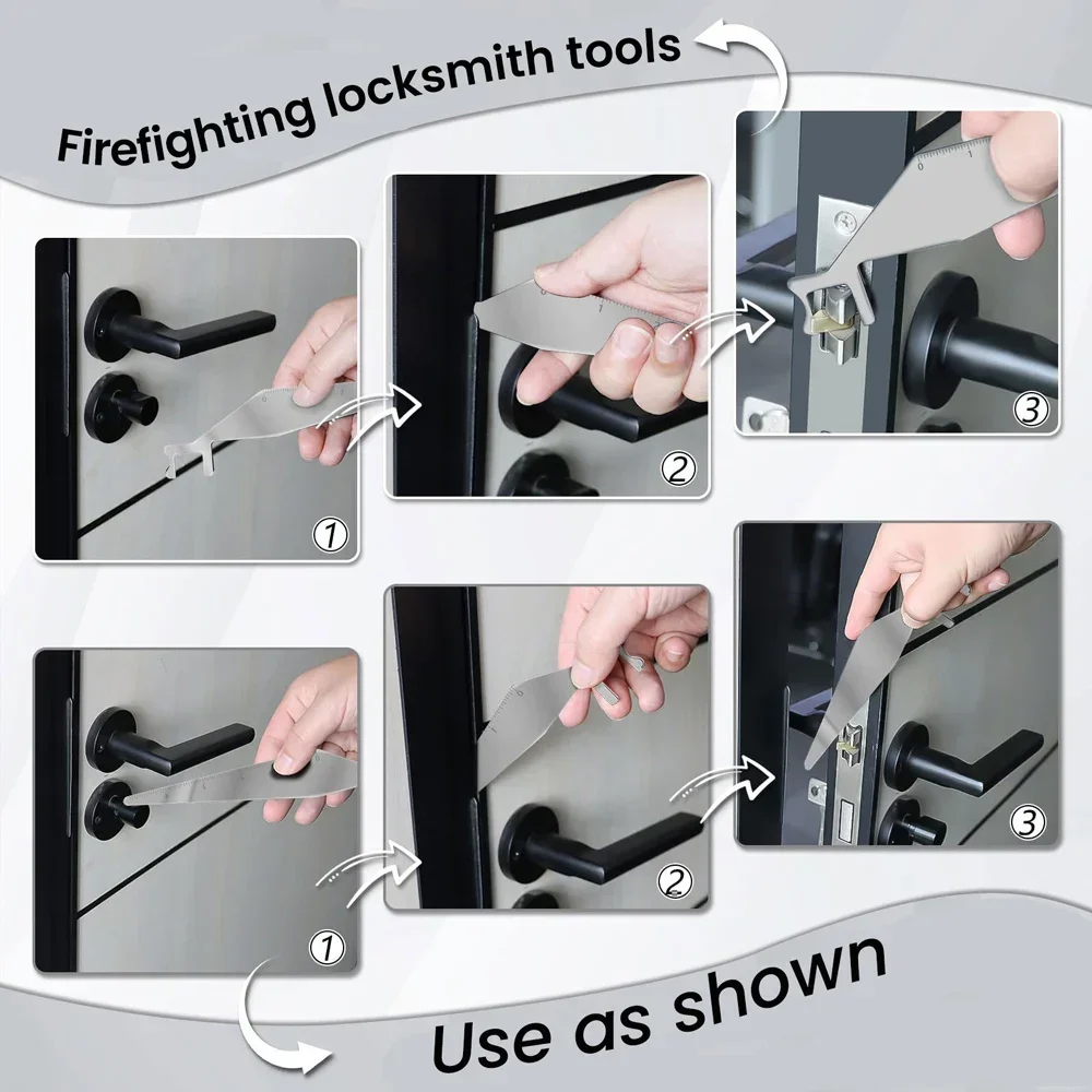 Firefighter Tools Spring Steel Multi-Purpose Lever Tool Durable Spring Steel Hand Tool with 5cm Scale Silver Hand Crowbar Tool