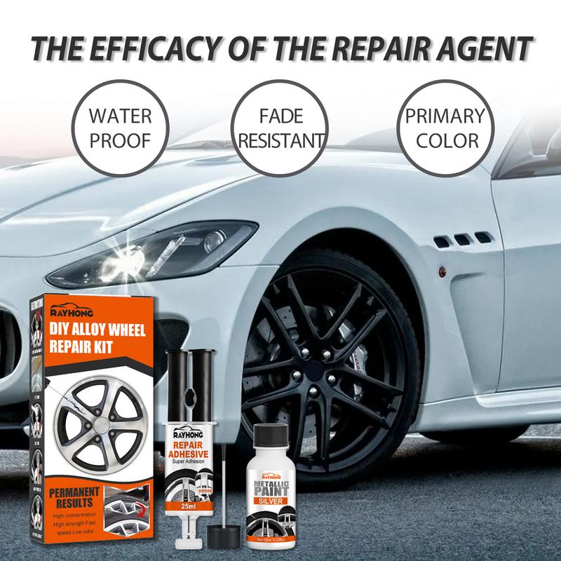 Alloy Wheel Repair Adhesive Kit Scratch and Dent Remover Wheel Paint Fix Curb And Paint Rim Surface Anti-Rust Repair Kit