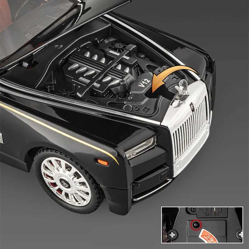 Diecast Model Cars 1/18 Rolls-Royce Phantom Alloy Luxy Car Model Diecasts Metal Toy Vehicles Car Model Simulation Sound Light Collection Kids Gifts