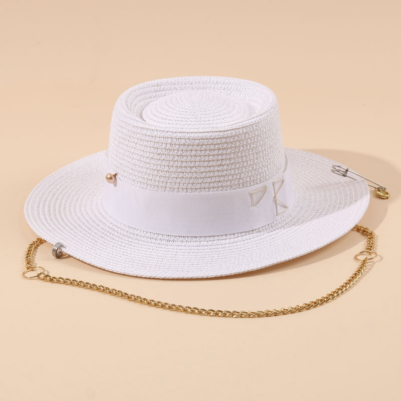 Women Snapbacks Designer Pearl Wide Brim For Travel Straw Hats Sun Protection Caps