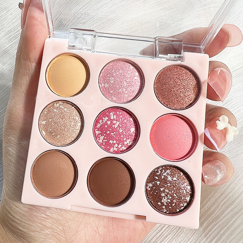 9Colors Eye Shadow Palette Pink Purple Earth Tone Pigments Tinted Powder Face Highlighters Pearly Glitter Matte Eyeshadow Pallet
