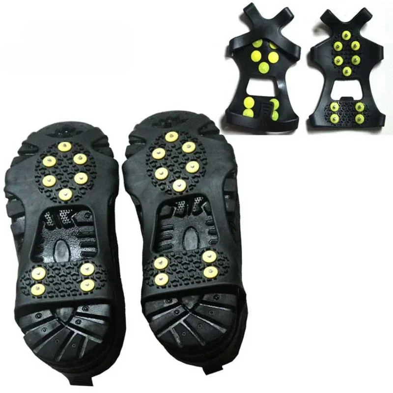 10 Studs Anti-Skid Snow Ice Climbing Shoe Spikes Ice Grips Cleats Crampons Winter Outdoor Climbing Anti Slip Safety Shoes Cover