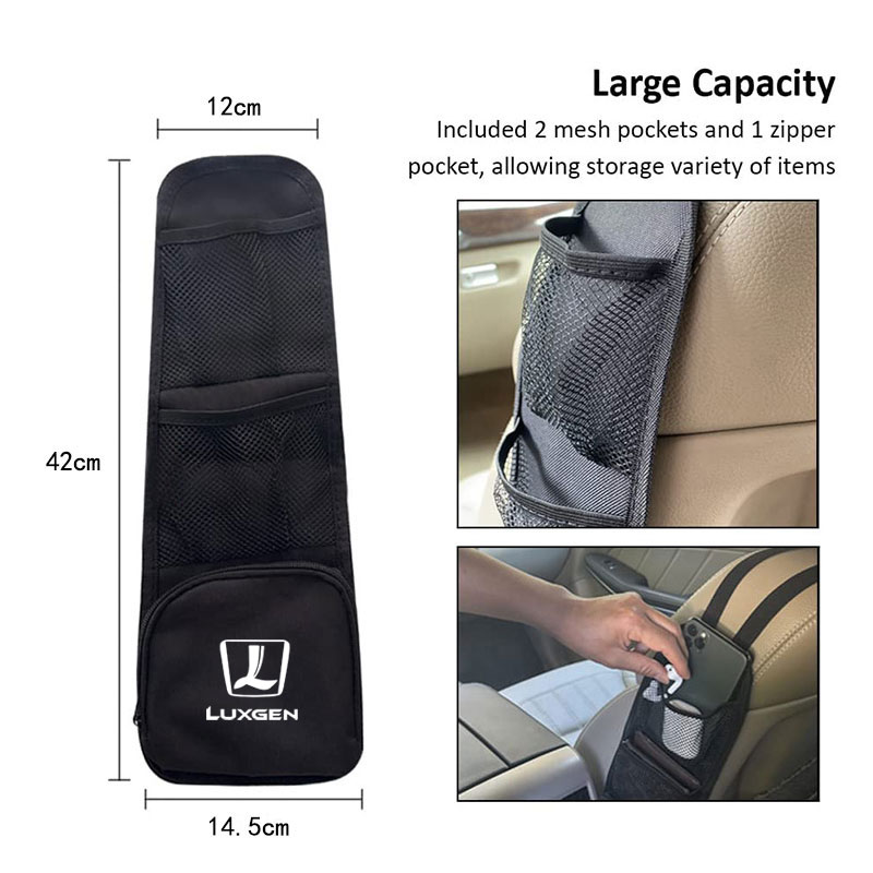 Car Seat Organizer Auto Seat Side Storage Hanging Bag Multi-Pocket Drink Holder Mesh Pocket For Luxgen U6 U7 5 7 Car Accessories