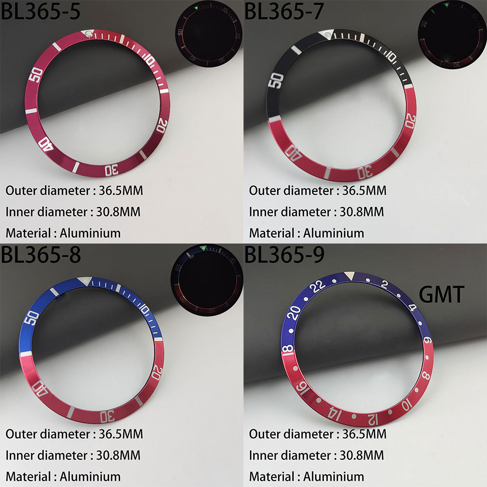 36.5 * 30.8MM Watch Bezel Flat Aluminium Insert Ring Luminous And Non-luminous Bezel Insert Replacement of Watch Accessorie