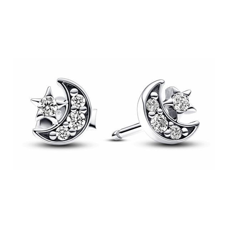 The New Silver Necklace Shines Rotating Life Tree Moon Star Star Claocytic Claocytic Chain Earrings