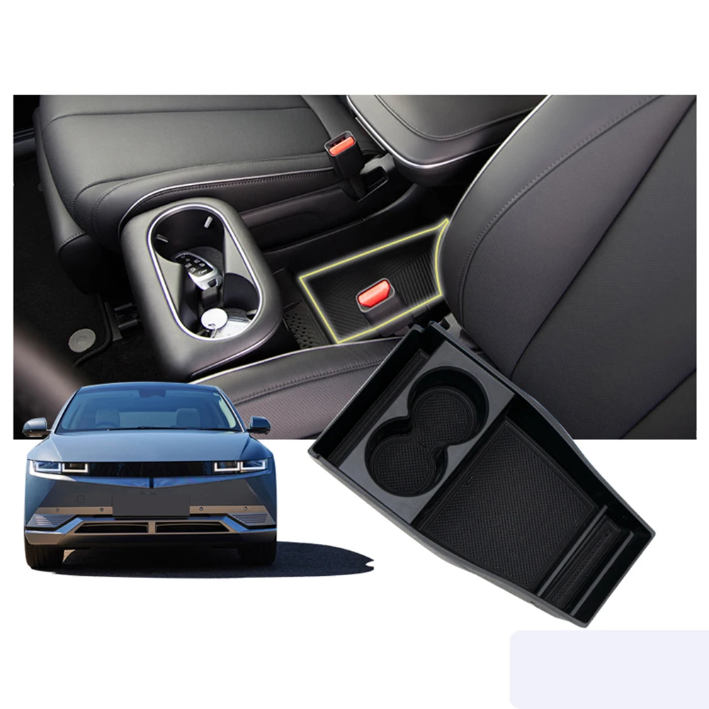 For Hyundai- IONIQ- 5 2021-2023 Car Armrest Storage Box Stowing Tidying Organizer Cases Water Bottle Holder Interior Accessories