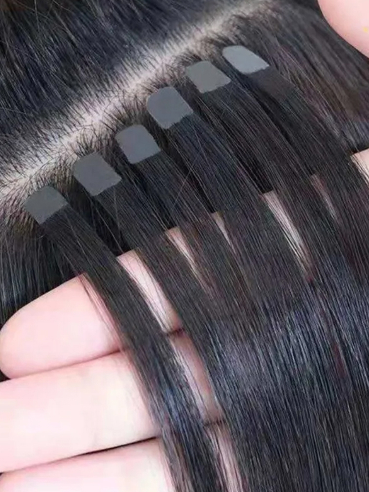 Mini Tape Hair Extensions Human Hair Natural Tape in Hair Extentions 3x0.8cm Invisible Tape 10pcs/pack For Side Hair