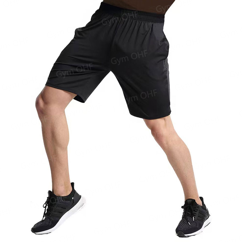 Men's Running Shorts Black Sports Shorts Summer Breathable Quick Drying Capris With Pockets Casual Loose Shorts