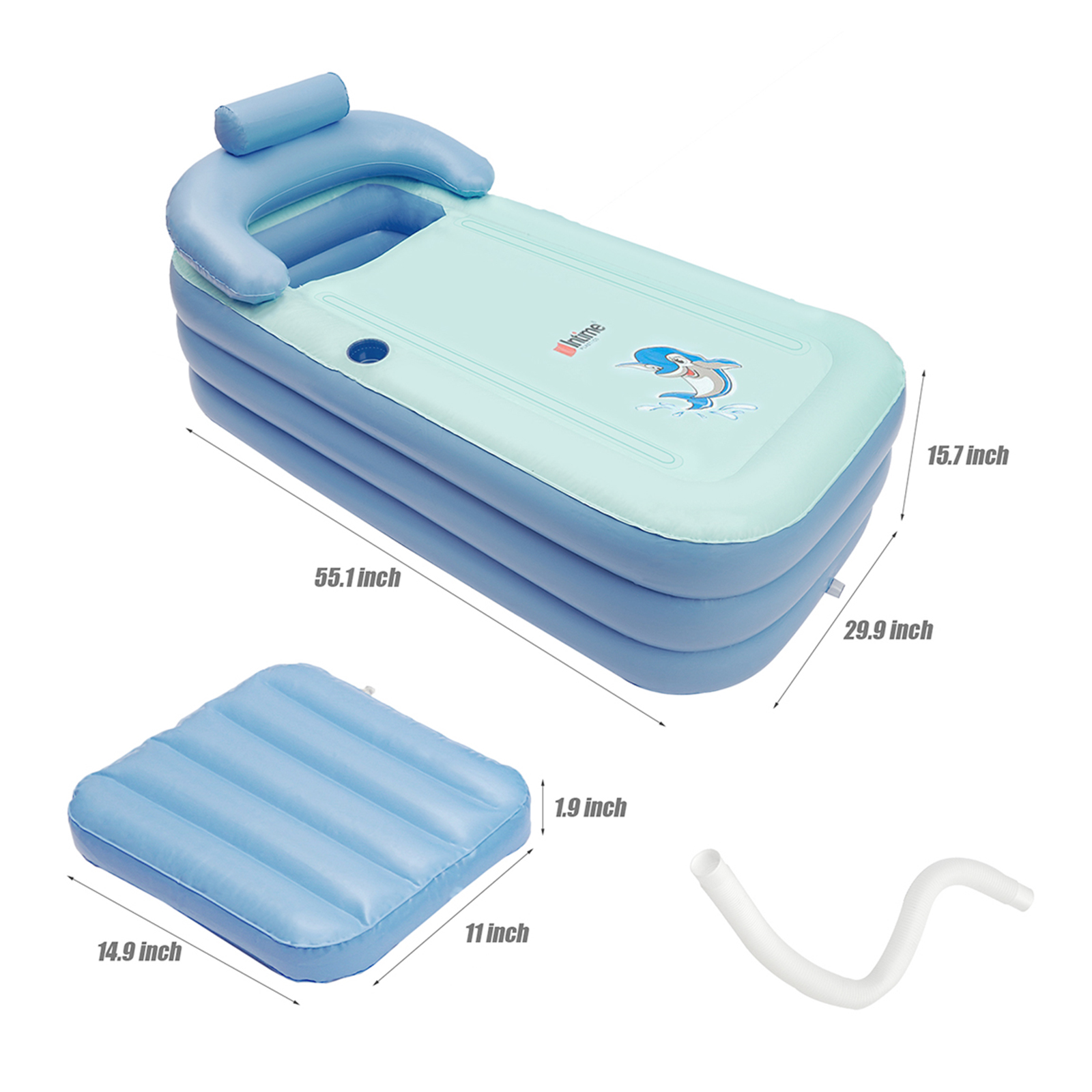 Blue Inflatable Bath Tub Adult Portable Foldable SPA Warm Bathtub Blow Up Travel Bath Fast Air Inflatable PVC Bath